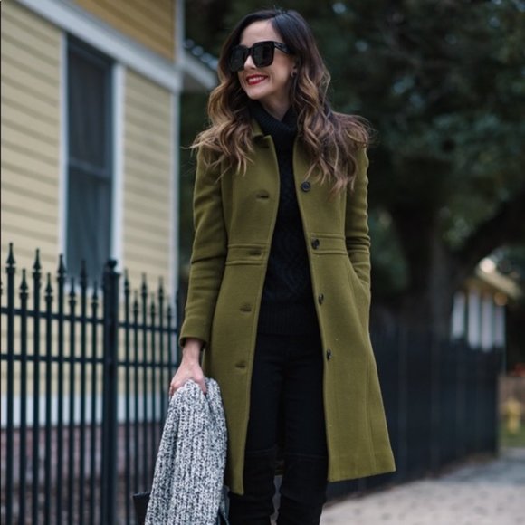 J. Crew Jackets & Blazers - J CREW olive moss green classic lady day coat in Italian double-cloth wool